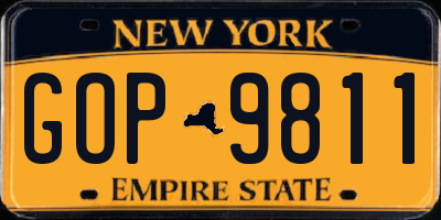 NY license plate GOP9811