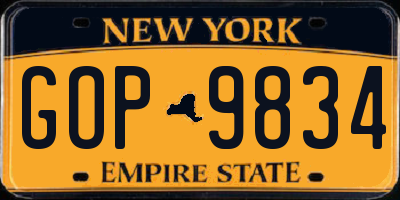 NY license plate GOP9834
