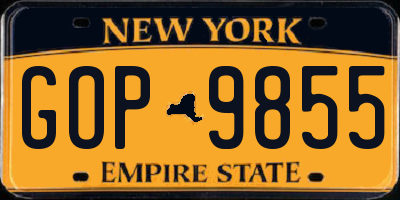 NY license plate GOP9855