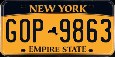 NY license plate GOP9863