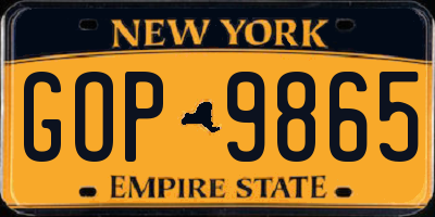 NY license plate GOP9865