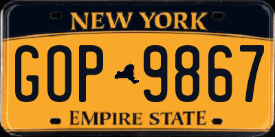 NY license plate GOP9867