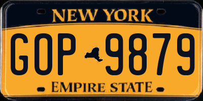 NY license plate GOP9879