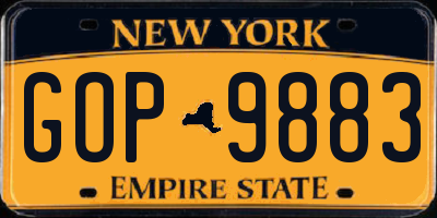 NY license plate GOP9883