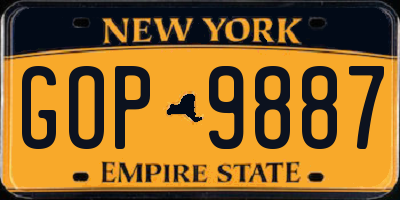 NY license plate GOP9887