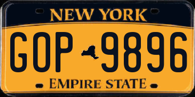 NY license plate GOP9896