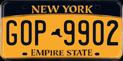 NY license plate GOP9902