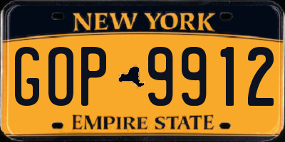 NY license plate GOP9912