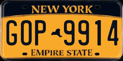 NY license plate GOP9914