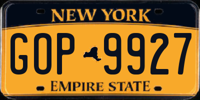 NY license plate GOP9927