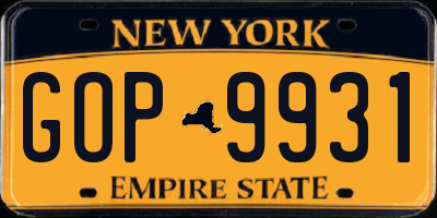 NY license plate GOP9931