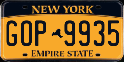 NY license plate GOP9935