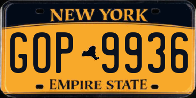 NY license plate GOP9936