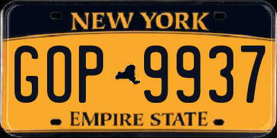 NY license plate GOP9937