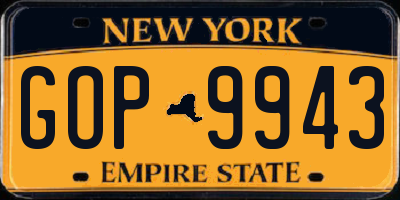 NY license plate GOP9943