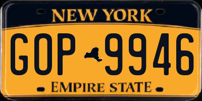NY license plate GOP9946