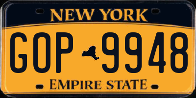 NY license plate GOP9948