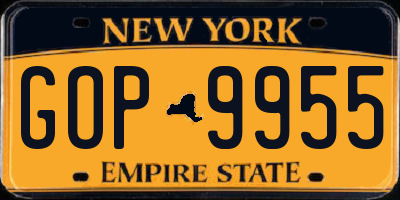 NY license plate GOP9955