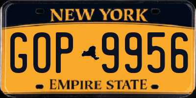 NY license plate GOP9956
