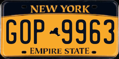 NY license plate GOP9963