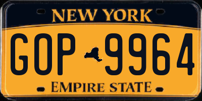 NY license plate GOP9964