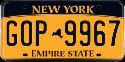NY license plate GOP9967