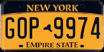 NY license plate GOP9974