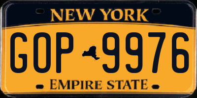 NY license plate GOP9976