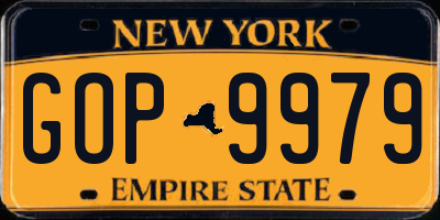 NY license plate GOP9979