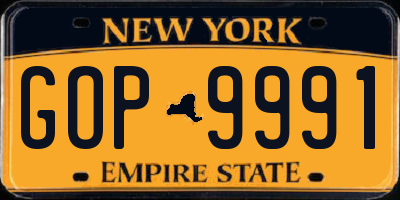 NY license plate GOP9991