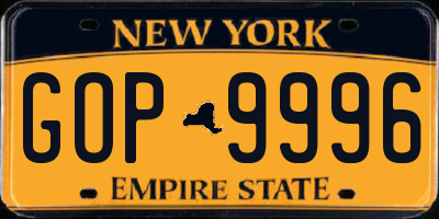 NY license plate GOP9996