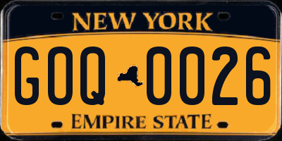 NY license plate GOQ0026