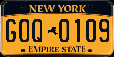 NY license plate GOQ0109