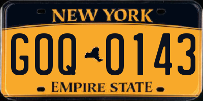 NY license plate GOQ0143