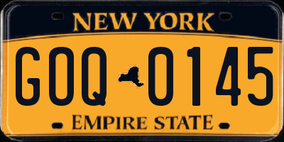 NY license plate GOQ0145