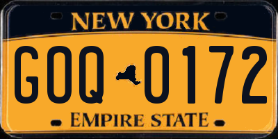 NY license plate GOQ0172