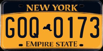 NY license plate GOQ0173