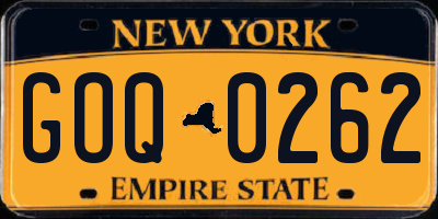 NY license plate GOQ0262