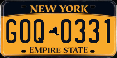 NY license plate GOQ0331