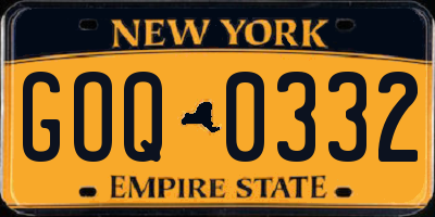 NY license plate GOQ0332