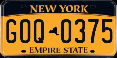 NY license plate GOQ0375