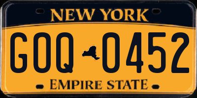 NY license plate GOQ0452