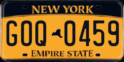 NY license plate GOQ0459