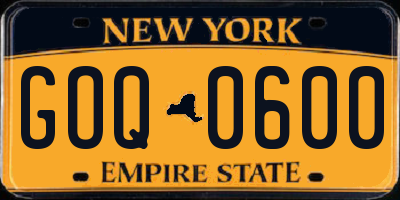 NY license plate GOQ0600