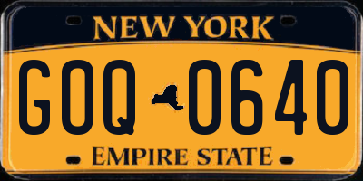 NY license plate GOQ0640