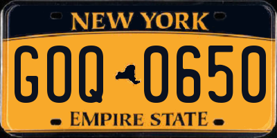 NY license plate GOQ0650