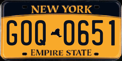 NY license plate GOQ0651