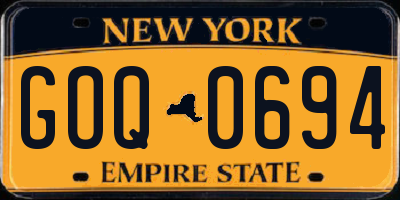 NY license plate GOQ0694