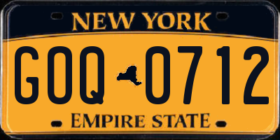 NY license plate GOQ0712