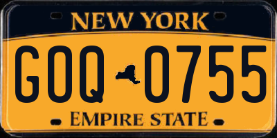 NY license plate GOQ0755